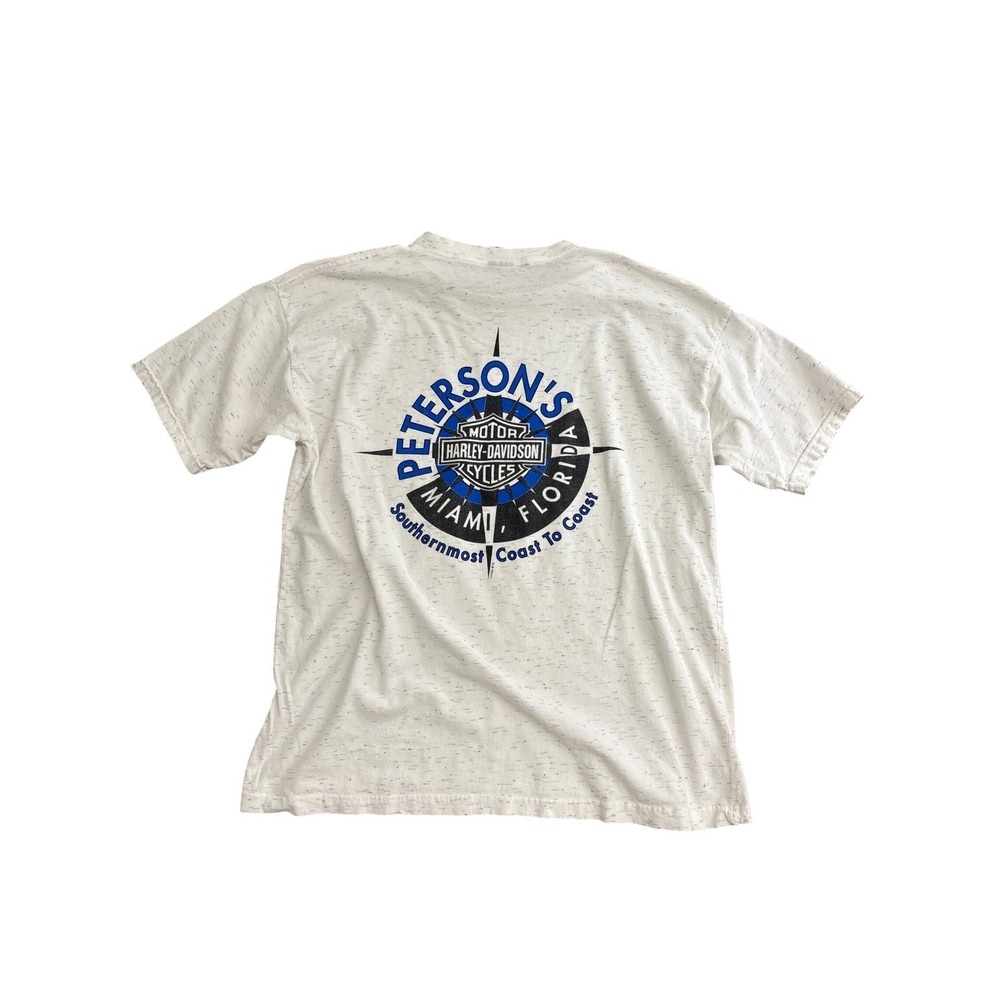 Harley-Davidson Petersons Miami Florida Pocket T-Shirt Mens XL White Speckle USA